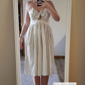 Zara Strapless Cream and Black Striped Dress